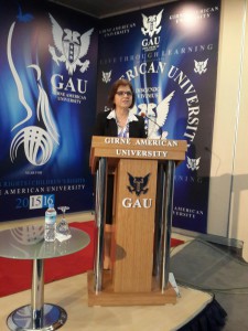  Minister of Foreign Affairs Emine Çolak gives the first lesson of 2015-2016 Academic Year of  Girne American University (GAU)