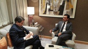 Minister of Foreign Affairs Özdil Nami answers the questions of Damien McElroy from the Daily Telegraph Newspaper