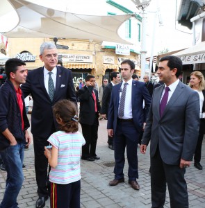 Minister of Foreign Affairs Özdil Nami and Turkish Minister for EU Affairs and Chief Negotiator Volkan Bozkır in Lekoşa sightseeing tour